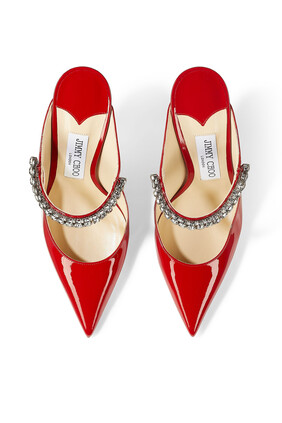 Red Patent Leather Mules with Crystal Strap Bing 100